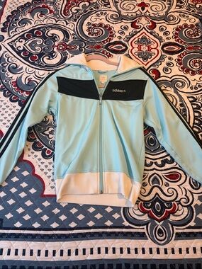 adidas Kids Mint Blue Track Jacket with Black Panels